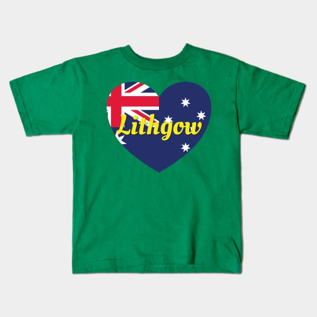 Lithgow NSW Australia Australian Flag Heart Kids T-Shirt by DPattonPD